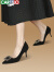 卡帝乐鳄鱼 CARTELO 水钻尖头单鞋雪花扣高跟鞋 KCC-6688-3 黑色(7cm) 38 