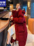 罗蒙高级感红色羽绒服女冬季2023新款时尚休闲宽松过膝长款结婚厚外套 红色 M 推荐 110-130斤