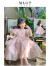 mlgt法国风潮童装 女童夏装连衣裙2024新款儿童裙子女孩泡泡袖公主裙 粉色 110cm