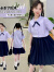 迪士尼（Disney）女童夏季短袖衬衫套装JK套裙2024新款韩版学院风衬衫百褶裙两件套 图片色 160cm