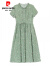 皮尔卡丹棉麻连衣裙夏天薄款2024年新款女装小个子中长款夏季减龄碎花裙子 果绿 XL 建议115-125斤