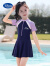 迪士尼（Disney）小学生泳衣女孩小中大童裙式分体可爱公主韩版洋气大码儿童游泳装 8822-草莓(连体) M 建议25-42斤