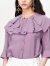 DAZZLE地素荷叶领短袖衬衫春夏装新款法式衬衣上衣铜氨丝混纺女 紫色 XS