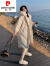 皮尔卡丹（pierre cardin）米白色羽绒服女2023年冬季新款连帽中长款加厚面包服韩版宽松外套 米白色 M