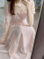 拉夏贝尔（La Chapelle）新品连衣裙女裙子夏天女装2024夏季新款雪纺裙子显瘦蛋糕裙仙女裙 粉色LXQZ0697 S