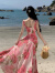 摩舍沙滩裙夏季新款印花吊带裙感海边度假高腰雪纺连衣裙大摆裙 图片色 S