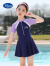 迪士尼（Disney）小学生泳衣女孩小中大童裙式分体可爱公主韩版洋气大码儿童游泳装 8822-草莓(连体) M 建议25-42斤