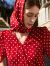 歌莉娅 夏季新品  10姆米真丝印波点围裹式连衣裙  1C6L4K980 42D红底白点 XL