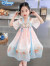 迪士尼女童汉服夏款2024新款夏装小女孩中国风连衣裙儿童夏季公主裙子 粉色 90cm