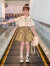 HWHE设计师品牌童装女童裙子套装2024夏装新款洋气大童短袖上衣两件套 A71米白色 160cm