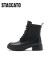 思加图冬季新款奶油鞋英伦风马丁靴短靴粗跟增高女靴ERV02DD3 骑士黑（单里） 36
