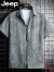吉普（JEEP）美式街头扎染印花短袖衬衫男生夏季T恤宽松大码薄抗皱衬衣外套 灰色 L