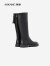 奥康（Aokang）官方女靴 冬季新款时尚粗跟加绒舒适不过膝长筒保暖骑士靴 黑色 39