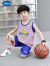 迪士尼男童篮球服速干套装儿童装夏季背心男孩宝宝冰丝运动球衣两件套潮 粉红色 双色篮球服 90cm