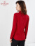 乔万尼商场同款2023女士衬衫新品压褶爽滑质感翻领气质显瘦 剪影波点红 S