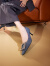 73Hours女鞋优雅趣味秋季新款设计感细跟气质尖头单鞋高跟鞋 蓝色 #33