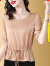 SORRYNAM2024夏季新款短袖真丝衬衫女洋气时尚色桑蚕丝短款上衣小衫 酒红色 M  80-104斤