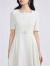 LIME FLARE莱茵优雅气质方领纯色连衣裙2024年春夏新款米白色裙子 米白色2 S