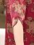 俞兆林中老年人夏装女真丝T恤奶奶装桑蚕丝上衣老太太唐装妈妈衣服 红色+裤子 2XL(建议125-135斤)