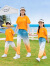 亲子装一家三口四口夏季母子母女装洋气全家2024新款潮运动服套装 橙色 橙T+裤子 130cm 46-55斤