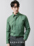 KARESINO意式商务一片领高级感白色免烫衬衫男士修身条纹衬衣长袖 绿色 M