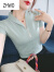 ZHWO棉短袖T恤女夏2024年新款韩版修身显瘦时尚百搭气质v领上衣女装 白色 S