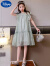 迪士尼（Disney）女童连衣裙夏季新款超仙无袖花边儿童裙子中大童时髦简约裙 薄荷绿 130cm