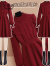 宏资琦 针织连衣裙女装2023年秋冬新款小个子气质显瘦蕾丝内搭打底裙子 红色 S