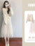 苏洛琳（SULUOLIN）2024年春秋夏季白色新款女士针织套装连衣裙小个子气质女神范衣服 上衣十杏色裙 XL(建议：115-125斤)