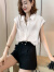 浪莎（LangSha）上衣设计感女小众雪纺短袖衬衫女夏季新款时尚韩版宽松显瘦衬衣女 白色 L
