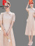 皮尔卡丹（pierre cardin）改良旗袍连衣裙女2024年夏季新款感气质新中式国风年轻款少女针织 香槟色 M