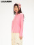 拉拉波波春季新款韩系时髦刺绣上衣女ins风长袖T恤LBBC-WSDT22 粉红色 S