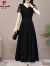 皮尔卡丹黑色蕾丝雪纺连衣裙女夏季2024新款奢华高端中年母亲气质洋气长款 7872黑色 M(96-106斤)