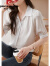 皮尔卡丹品牌v领短袖雪纺衬衫女夏装2024夏季新款女士衬衣宽松薄洋气小衫 白色 2XL [126-140斤]