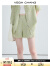 VEGA CHANG夏季休闲套装女2024新款小香风短袖外套直筒短裤两件套 氧气绿（短裤） M