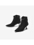 百思图冬商场新款洋气尖头小踝靴黑色皮靴细高跟女短靴RRJ7CDD3 黑色宽版 36