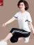 俞兆林（YUZHAOLIN）妈妈装妈妈运动套装夏时尚洋气中老年女夏装短袖t恤中年棉上衣 CYZ7967酒红色-七分裤套装 M70-95斤