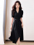 皮尔卡丹夏季短袖连衣裙女装2024新款韩版高腰修身时尚气质中长款连衣裙子 红色 M（85-105斤）