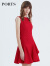 PORTS宝姿  新款女装商场同款无袖优雅层叠修身红色连衣裙 SN8D057HFD011 烈焰红 10