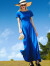 帝弗·润驰2024夏装新款气质蓝色收腰国际大牌连衣裙超长款及踝长裙 彩蓝色 L