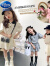 迪士尼（Disney）女童套装2024款甜酷风娃娃领短袖上衣蛋糕短裙休闲两件学院风套装 米色 80cm