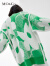 MO&Co.艺术花卉绵羊毛混纺毛衣外套针织开衫轻潮上衣女 霓虹绿色 XS/155