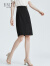 菲妮迪品牌半身裙夏季 简约气质黑色时尚高腰休闲A字裙 黑色 XL