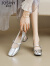 卓诗尼玛丽珍女鞋2024年春夏季新款水钻银色小皮鞋子浅口粗跟配裙子单鞋 银色 37