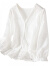 季法思2024夏季蕾丝短袖衬衫女短款小衫v领中袖荷叶边收腰裙摆上衣 白色 XL(建议120-135斤)