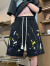 良茨胖子潮牌涂鸦短裤男士夏季新款宽松直筒设计感户外休闲运动五分裤 黑色 3XL165-180斤