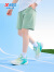特步（XTEP）儿童夏季新款男童运动五分裤运动休闲短裤百搭薄款短裤 地衣绿【横logo】 130cm