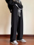 欧邦伦JiPoTing潮牌服饰加绒粗绳织带设计运动卫裤男抽绳两穿休闲阔腿裤 黑色 XL（160-180cm/130-150斤）