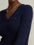 Polo Ralph Lauren 拉夫劳伦女装 经典款修身绞花V领针织毛衣RL20065 B82-海军蓝 S
