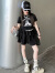 芭奥伯女童夏季短袖短裙套装2024儿童韩版洋气女童夏季套装裙子两件套 黑色 120cm